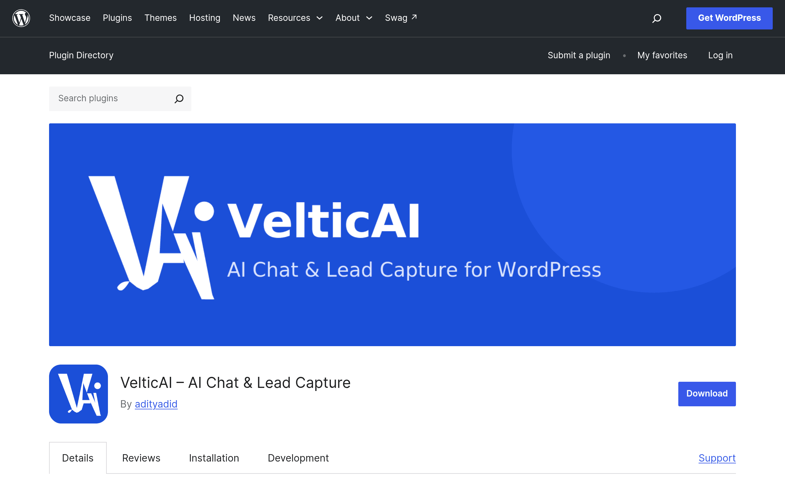 Screenshot of VelticAI – AI Chat & Lead Capture