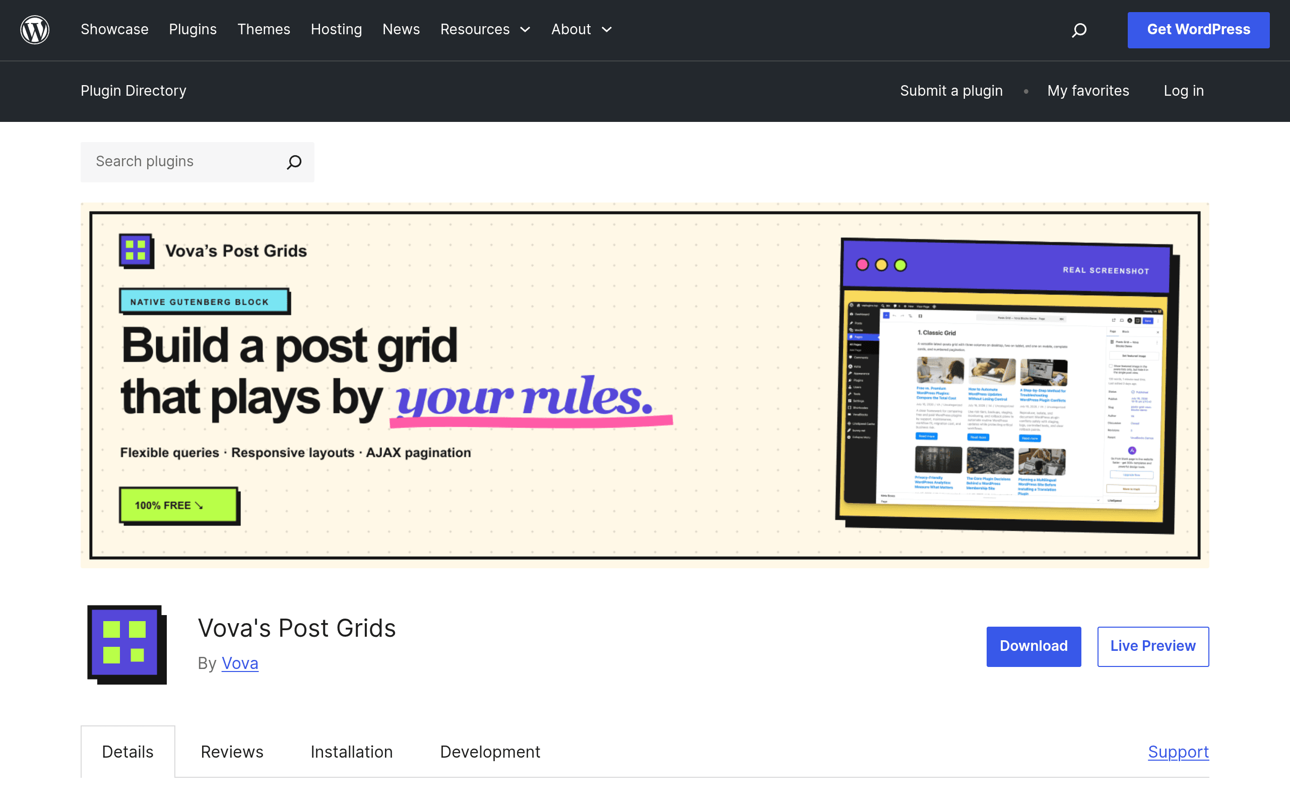 Screenshot of Vova's Post Grids