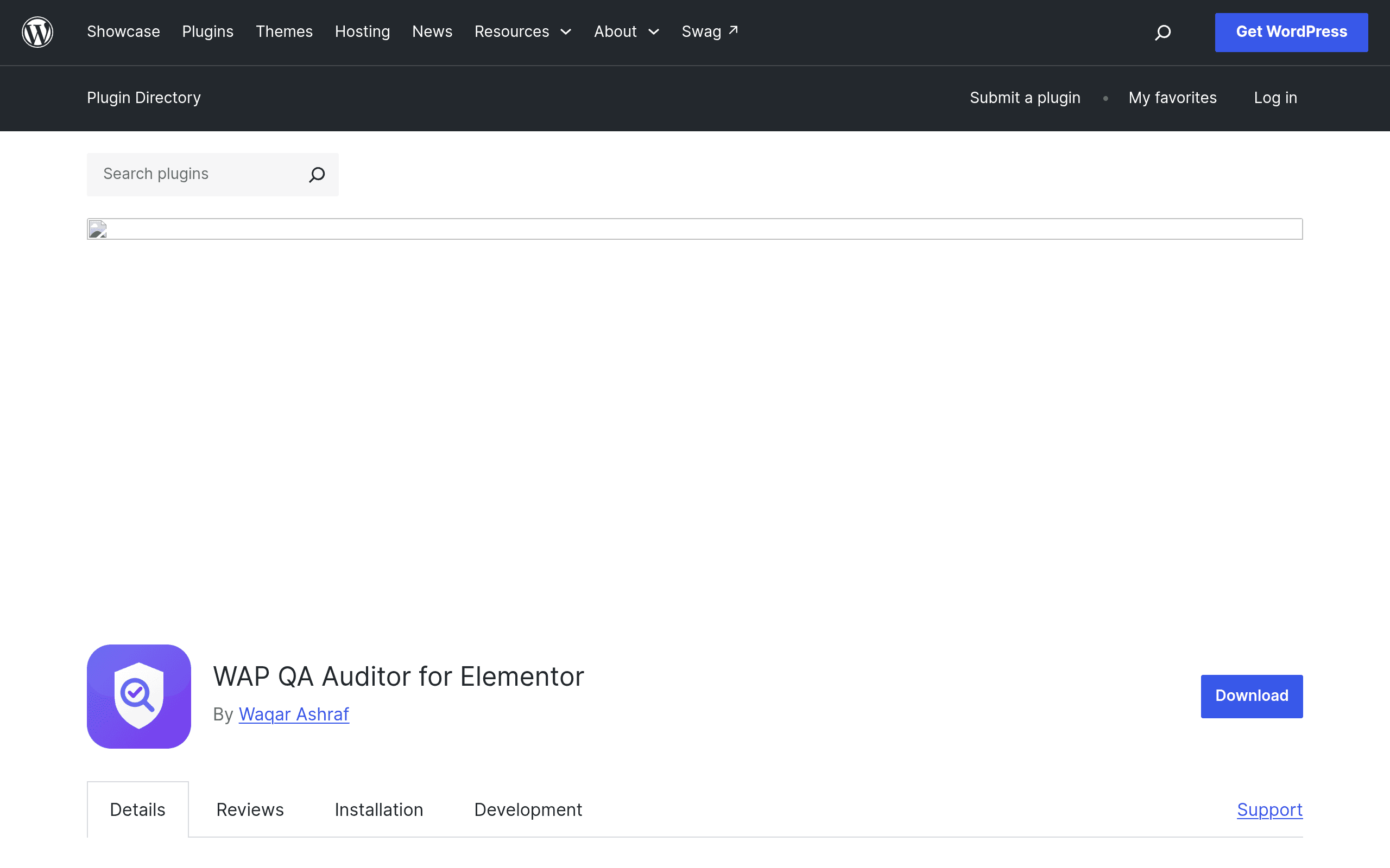 Screenshot of WAP QA Auditor for Elementor