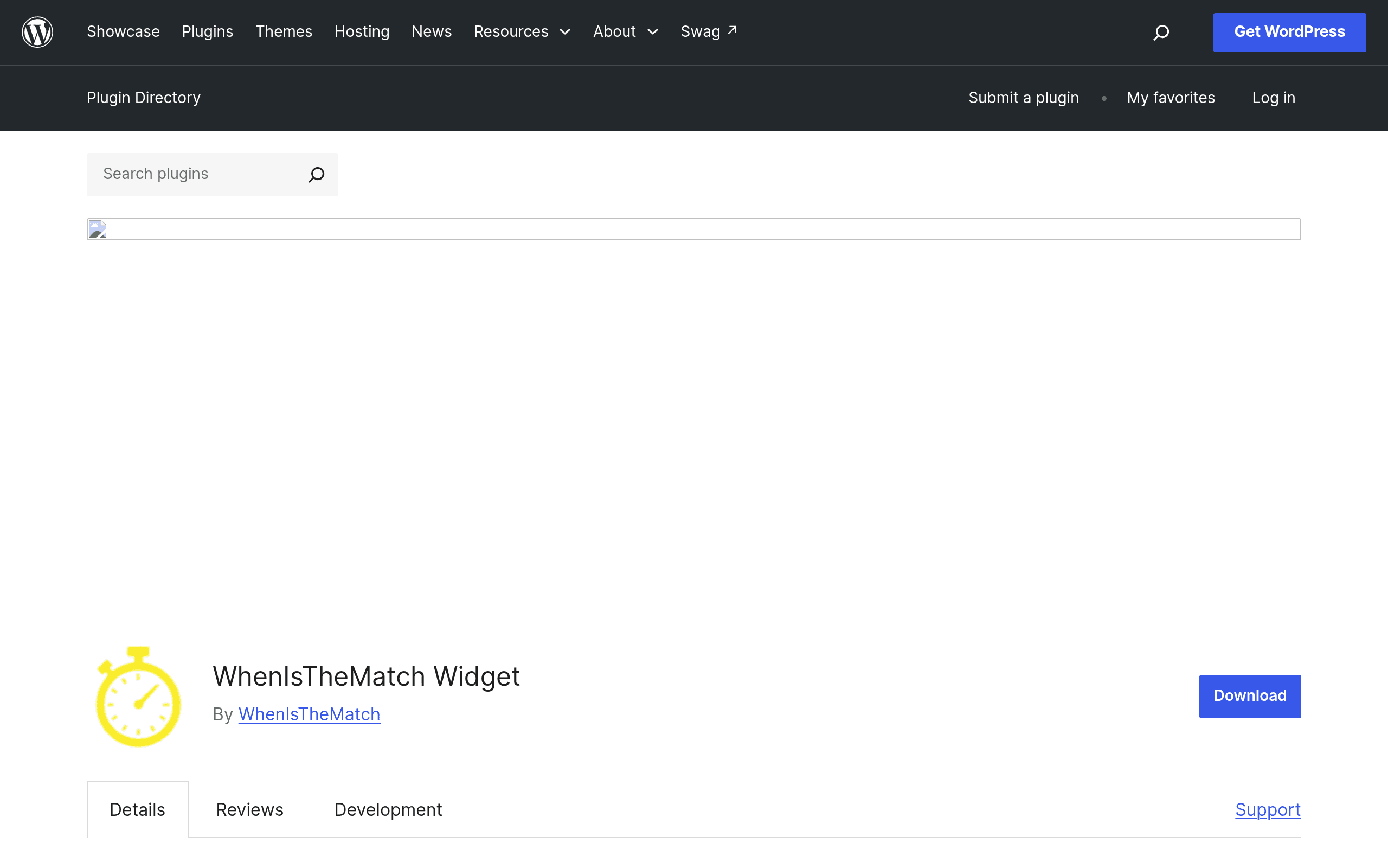 Screenshot of WhenIsTheMatch Widget